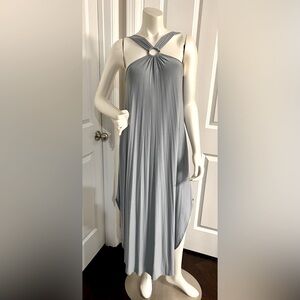 Pink Lilly Blue Maxi Halter Dress w/Pockets-
Small.